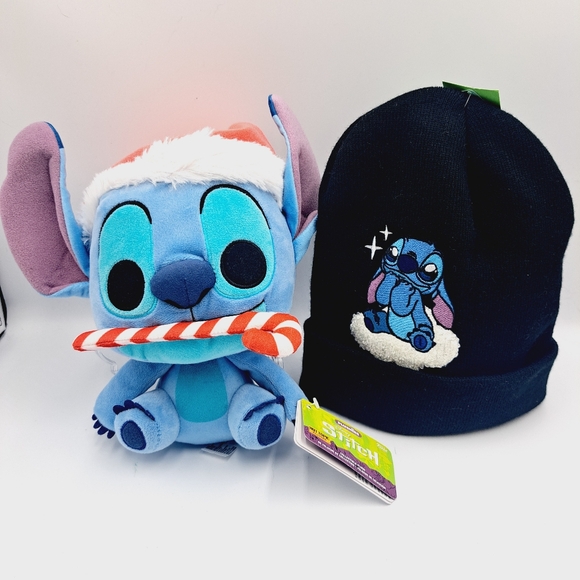 Disney Stitch Holiday Funko Plush with Embroidered Stitch Black Beanie - Picture 1 of 12